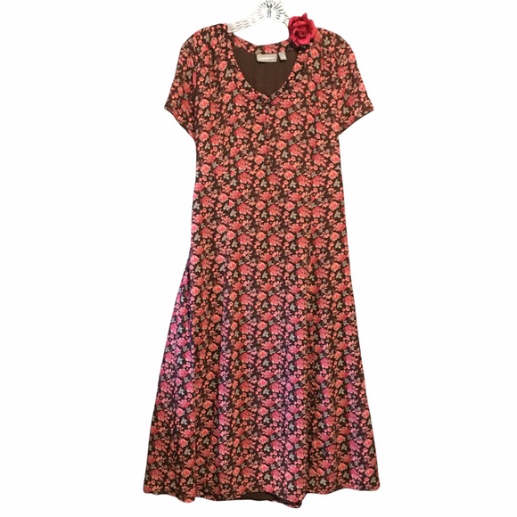 Floral Dress Sz 16 Burnt Orange & brown for Fall - Picture 1 of 15